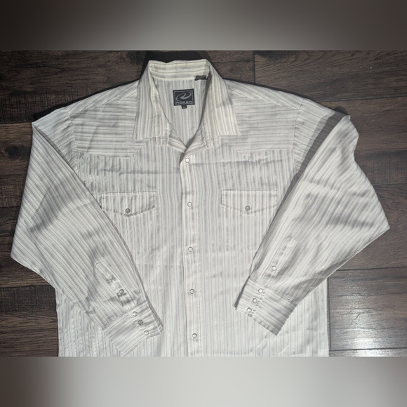Roper Shirt Mens XXL Regular White Western Button Up Pearl Snap Striped Print - Picture 2 of 14